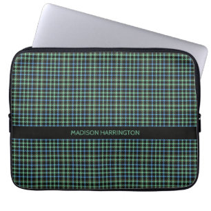Custom Name Plaid / Tartan Pattern Laptop Sleeve