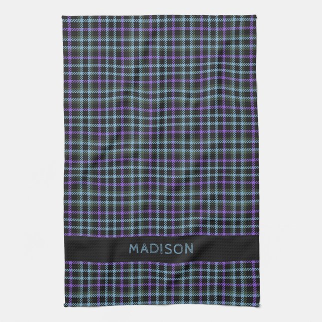 Custom Name Plaid / Tartan Pattern Tea Towel (Vertical)