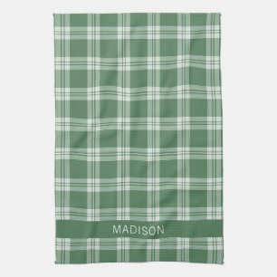 Custom Name Plaid / Tartan Pattern Tea Towel
