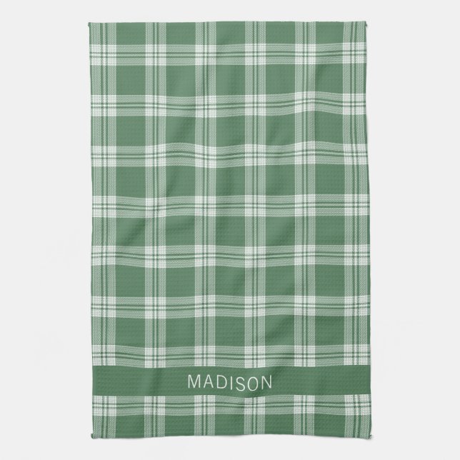 Custom Name Plaid / Tartan Pattern Tea Towel (Vertical)