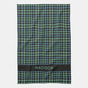 Custom Name Plaid / Tartan Pattern Tea Towel