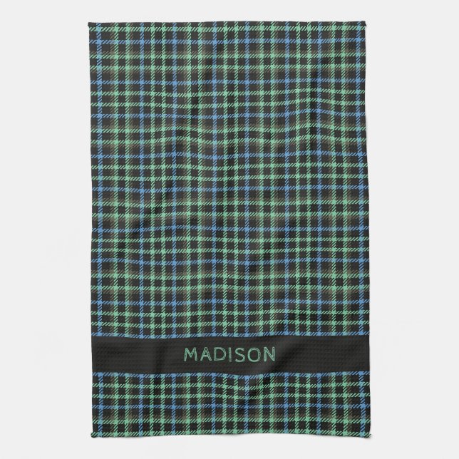 Custom Name Plaid / Tartan Pattern Tea Towel (Vertical)