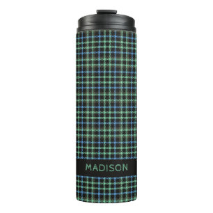 Custom Name Plaid / Tartan Pattern Thermal Tumbler