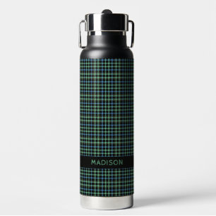 Custom Name Plaid / Tartan Pattern Water Bottle