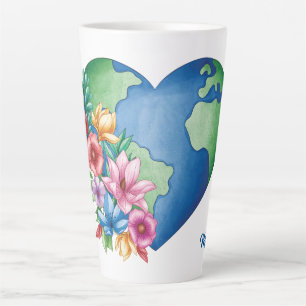 Custom Name Planet Earth Heart Latte Mug