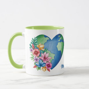 Custom Name Planet Earth Heart Mug