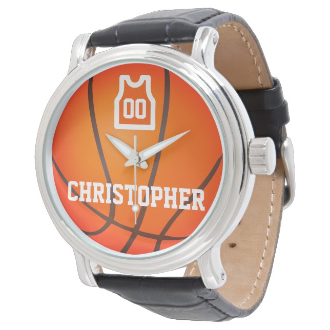 Custom name & player number basketball tshirt watc watch (Angled)