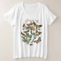 CUSTOM NAME PLUS SIZE COTTON T-SHIRT BUTTERFLY
