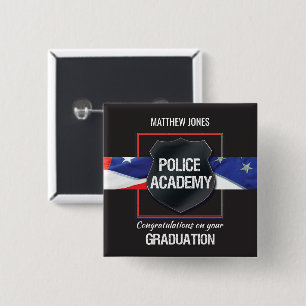 Custom Name, Police Academy Graduation 15 Cm Square Badge