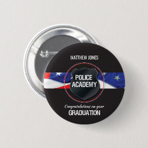 Custom Name, Police Academy Graduation 6 Cm Round Badge