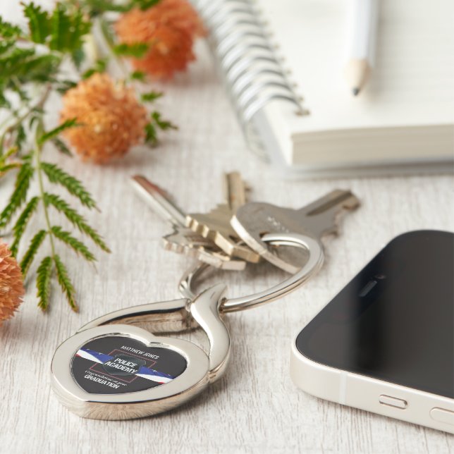 Custom Name, Police Academy Graduation Key Ring (Side)