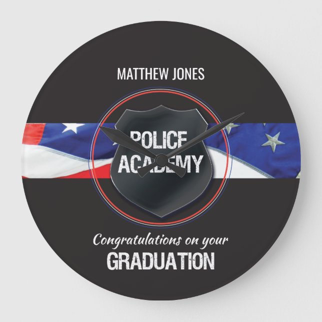 Custom Name, Police Academy Graduation Large Clock (Front)