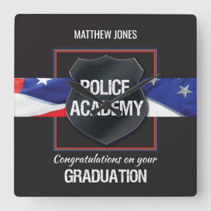 Custom Name, Police Academy Graduation Square Wall Clock