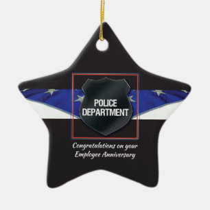 Custom Name, Police Employee Anniversary Ceramic Ornament