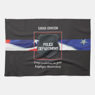Custom Name, Police Employee Anniversary Tea Towel