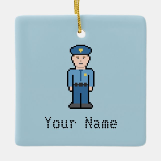 Custom Name Police Officer Ceramic Tree Decoration (Front)