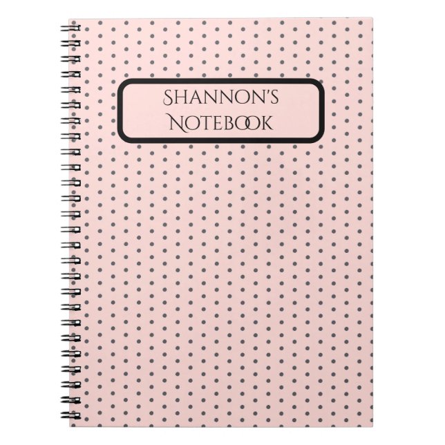 Custom Name Polka Dot Notebook, Personalised Notebook (Front)