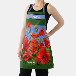 Custom Name Poppy Field Apron