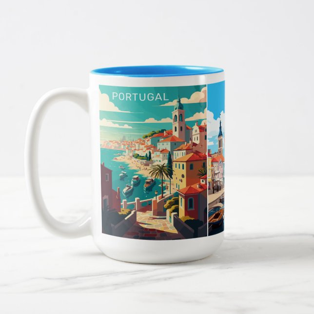 Custom Name Portugal Two-Tone Coffee Mug (Left)