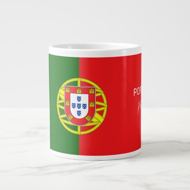 Custom Name Portugese Flag Large Coffee Mug (Front)