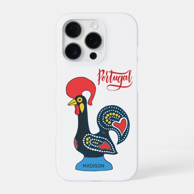 Custom Name Portugese Rooster iPhone Case (Back)