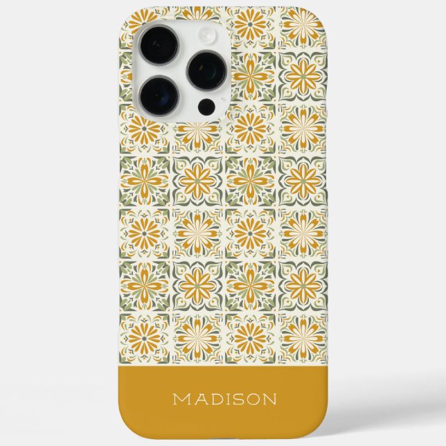 Custom Name Portugese Tiles Pattern Case-Mate iPhone Case (Back)