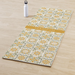 Custom Name Portugese Tiles Pattern Yoga Mat