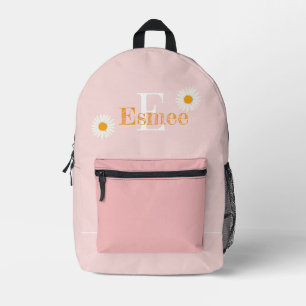custom name powder pink backpack with daisy