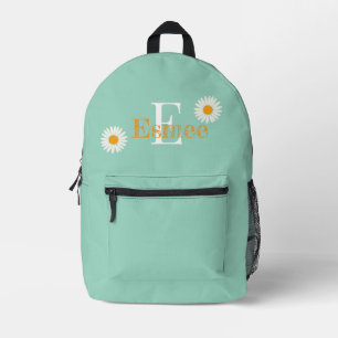 custom name powder retro blue backpack with daisy