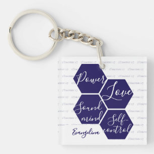 Custom Name POWER LOVE SOUND MIND Christian Key Ring