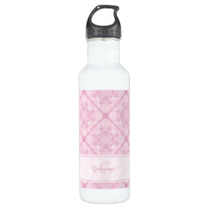 Custom Name Preppy In Pink Mandala Diamond Tiled 710 Ml Water Bottle