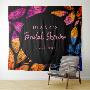 Custom Name Pretty Colourful Foliage Bridal Shower Tapestry