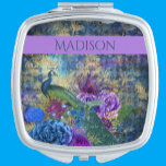 Custom Name Pretty Peacock Compact Mirror<br><div class="desc">This girly pink pretty vintage peacocks custom name compact is perfect as a stocking stuffer,  secret santa gift,  bridesmaid favours,  or a gift for the young (or older) lady in your life!</div>