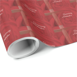 Custom Name Priest Anniversary Ordination Red Rose Wrapping Paper