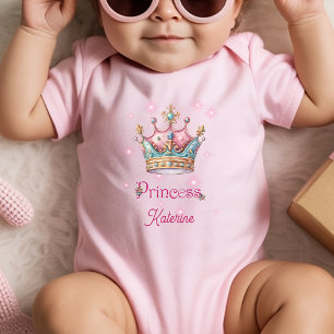 Custom Name Princess Crown  Baby Bodysuit