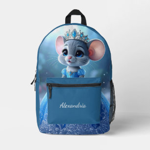 Custom Name Princess mouse with tiara Printed Backpack