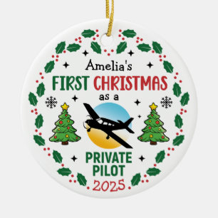 Custom Name Private Pilot Personalised Christmas Ceramic Ornament
