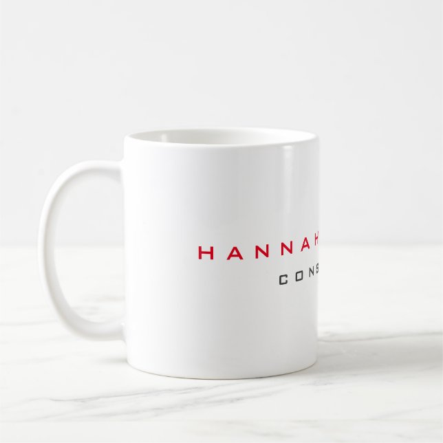 Custom Name Professional Red Grey White Modern Coffee Mug (Left)