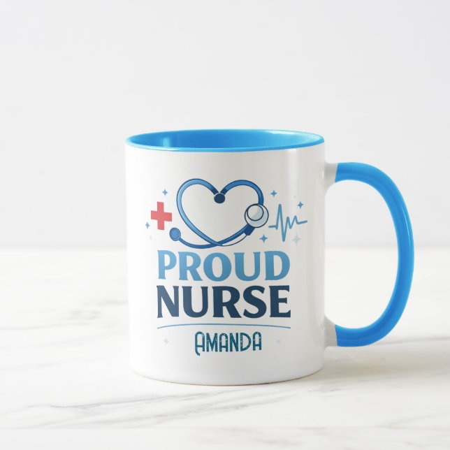 Custom Name Proud Nurse Coffee Mug Gift (Right)