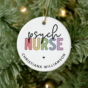 Custom Name Psych Nurse   Psychiatric Nurse Ceramic Ornament