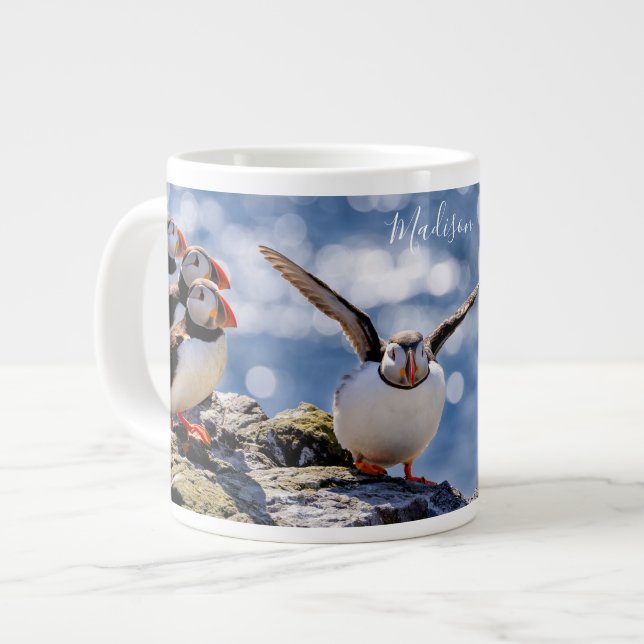 Custom name Puffins jumbo mug (Front Left)