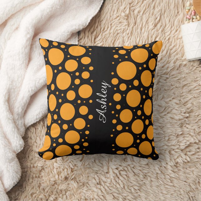 Custom Name Pumpkin Circles Throw Pillow Gift (Blanket)