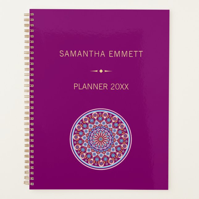 Custom Name Purple Colourful Mandala Planner (Front)