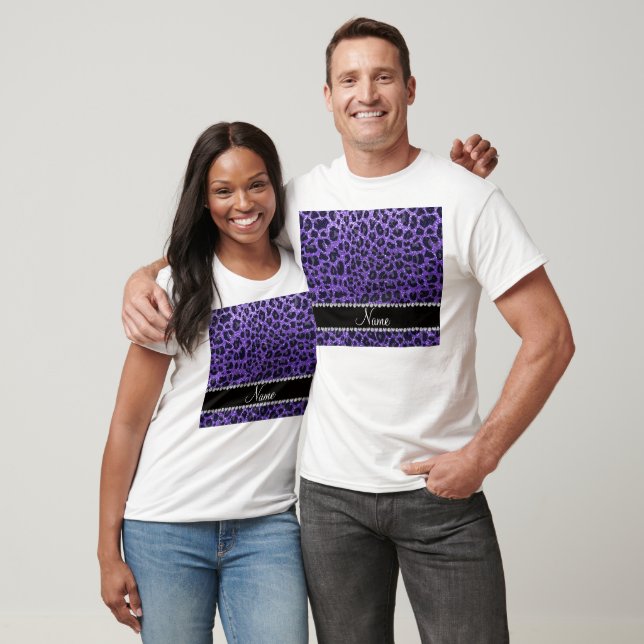 Custom name purple glitter leopard spots T-Shirt (Unisex)