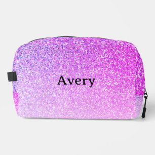 Custom Name Purple Glitter Texture Pattern  Dopp Kit