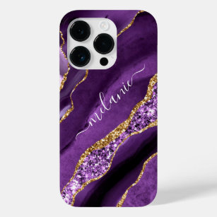 Custom Name Purple Gold Glitter iPhone Case