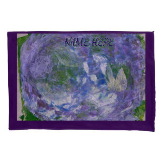 Custom Name Purple Green Abstract Painted Pillowcase