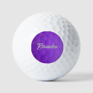 Custom name purple leather golf balls