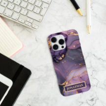 Custom Name Purple Marble Gold Print Personalised