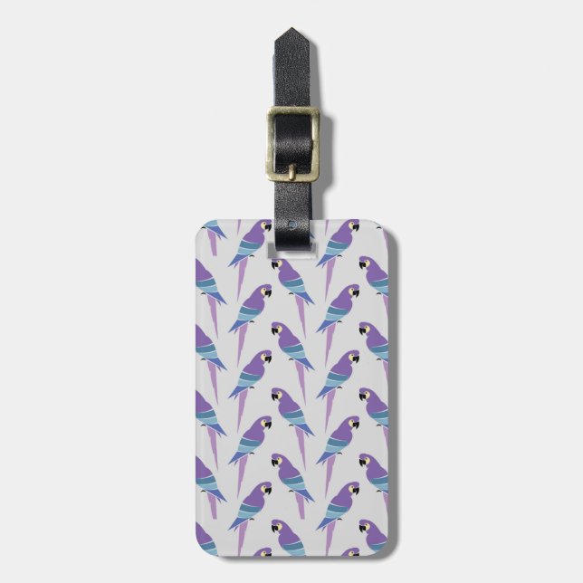 Custom Name Purple Parrots Luggage Tag (Front Vertical)
